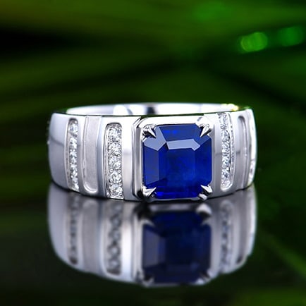 14k Gold 2.46 Ctw Natural Sapphire & Diamond & Men¡¯s Ring - 5