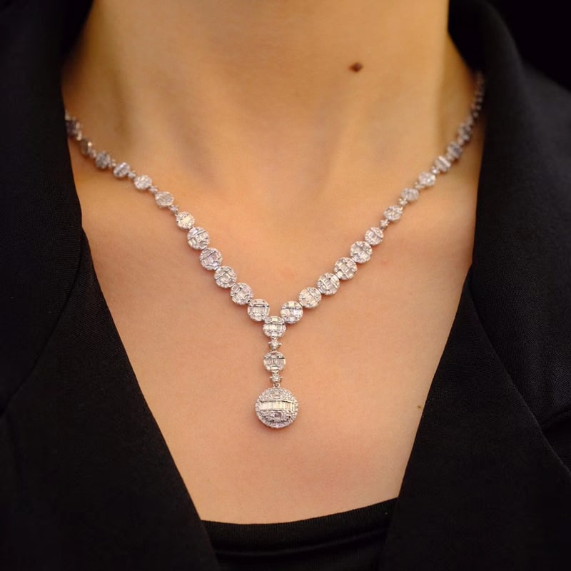 14k Gold 3.5 Ct Natural H Diamond Necklace - 2