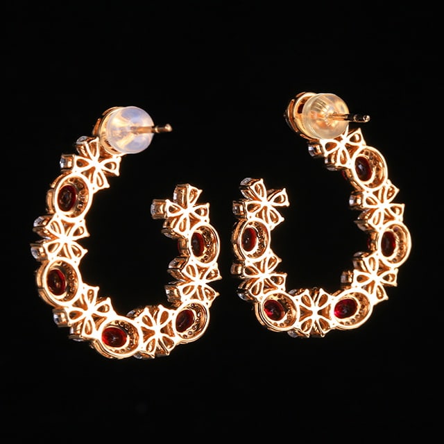 14k Gold 6.54 Ctw Natural Ruby & Sapphire Earrings - 3