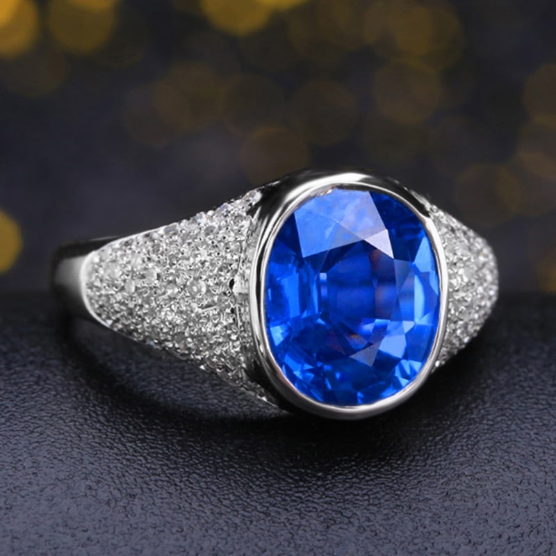 14k Gold 3.89 Ctw Natural Sapphire & Diamond Ring - 3