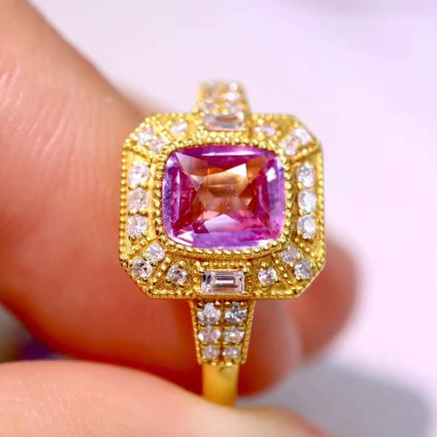 14k Gold 1.27 Ctw Natural Sapphire & Diamond Ring - 4