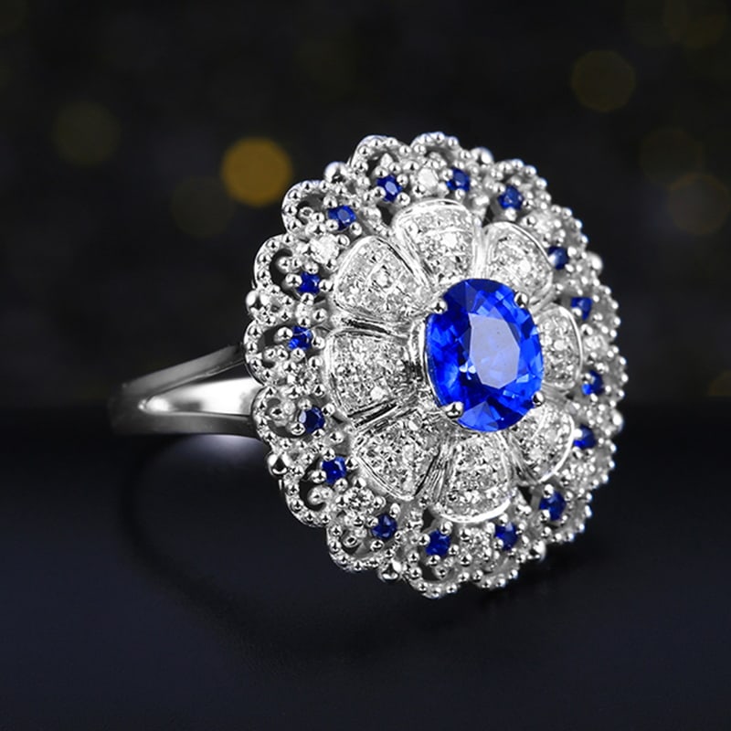 14k Gold 1.50 Ctw Natural Sapphire & Diamond Ring - 4