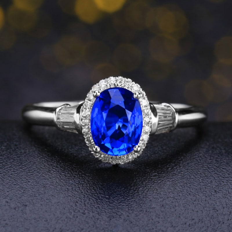 14k Gold 1.37 Ct Natural Sapphire & Diamond Ring - 4