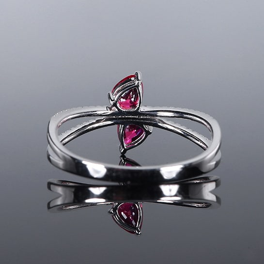 14k Gold 0.77 Ctw Natural Ruby & Diamond Ring - 7