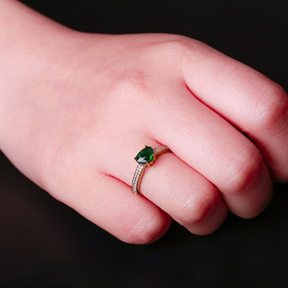 14k Gold 1.15 Ctw Vivid Green Natural Tsavorite & Diamond Ring - 4