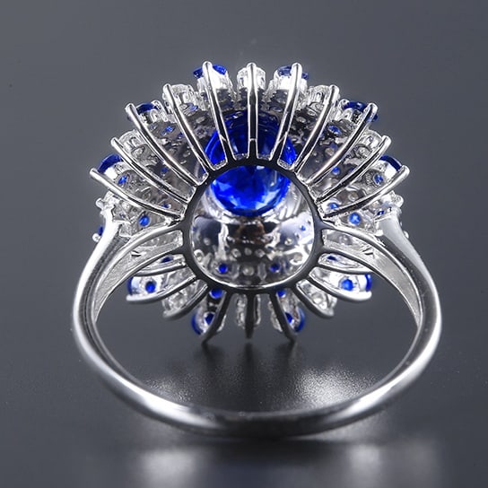 14k Gold 2.26 Ctw Vivid Blue Natural Sapphire & Diamond Ring - 5