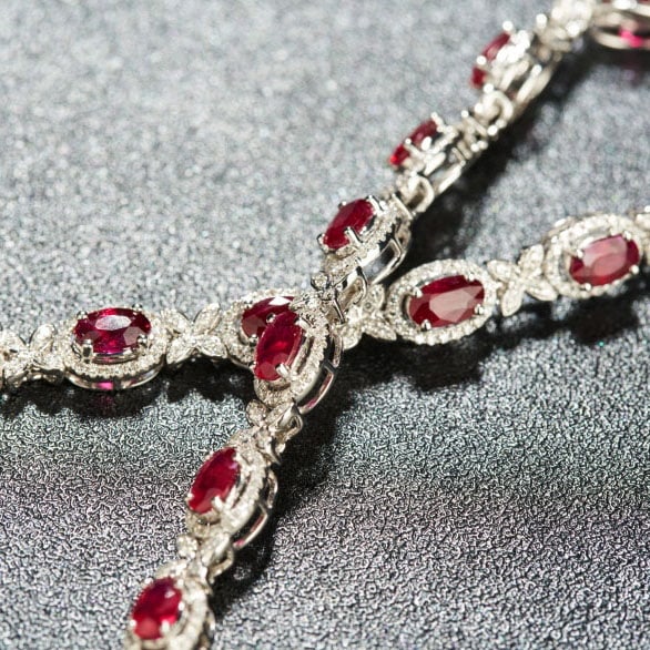 14k Gold 5.00 Ctw Natural Ruby & Diamond Bracelet - 5