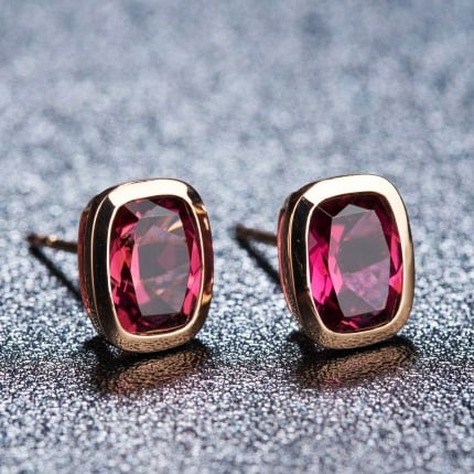 14k Gold 2.87 Ct Natural Tourmaline Earrings: Ref:230939156 // gold content:14k gold // main gemstone:tourmaline // shape:cushion // carat weight:2. 87ct // color:red // treatment:natural // Condition: NewLow Estimate: 1500.00High Estimate: