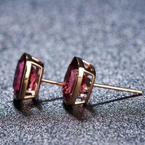 14k Gold 2.87 Ct Natural Tourmaline Earrings - 5