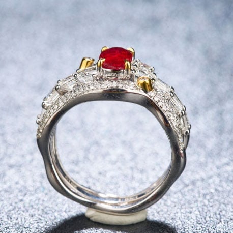 14k Gold 1.99 Ctw Natural Ruby & Diamond Ring - 4