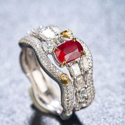 14k Gold 1.99 Ctw Natural Ruby & Diamond Ring - 6