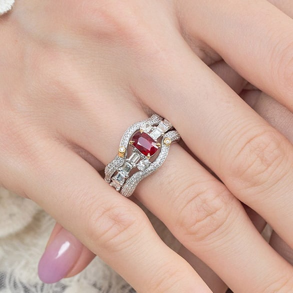 14k Gold 1.99 Ctw Natural Ruby & Diamond Ring - 7