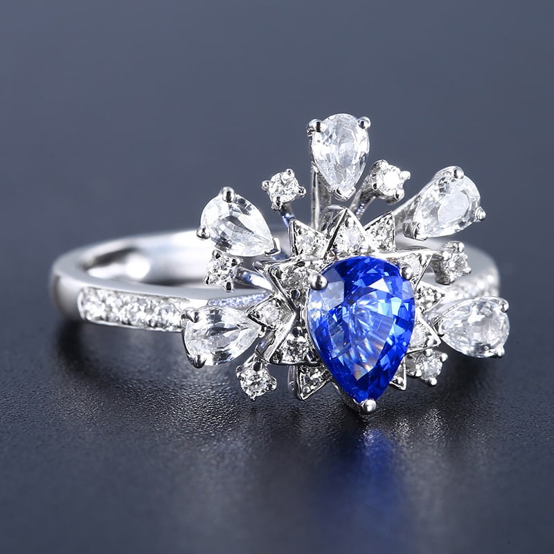 14k Gold 1.25 Ctw Natural Sapphire & Diamond Ring - 4