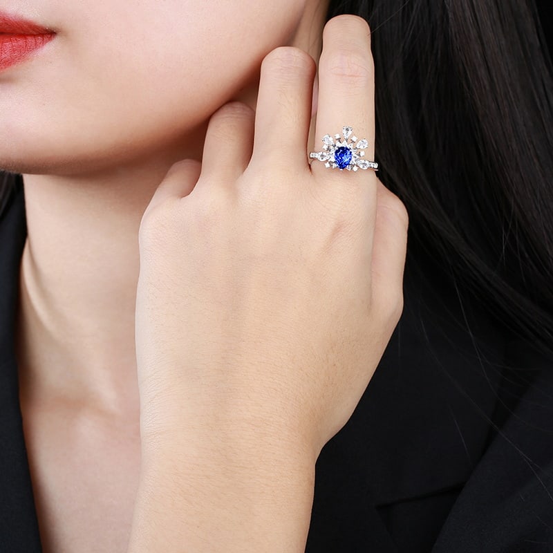 14k Gold 1.25 Ctw Natural Sapphire & Diamond Ring - 5