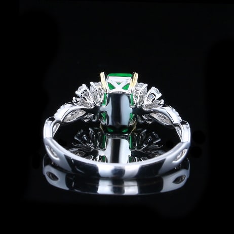 14k Gold 1.22 Ctw Vivid Green Natural Emerald & Diamond Ring - 2