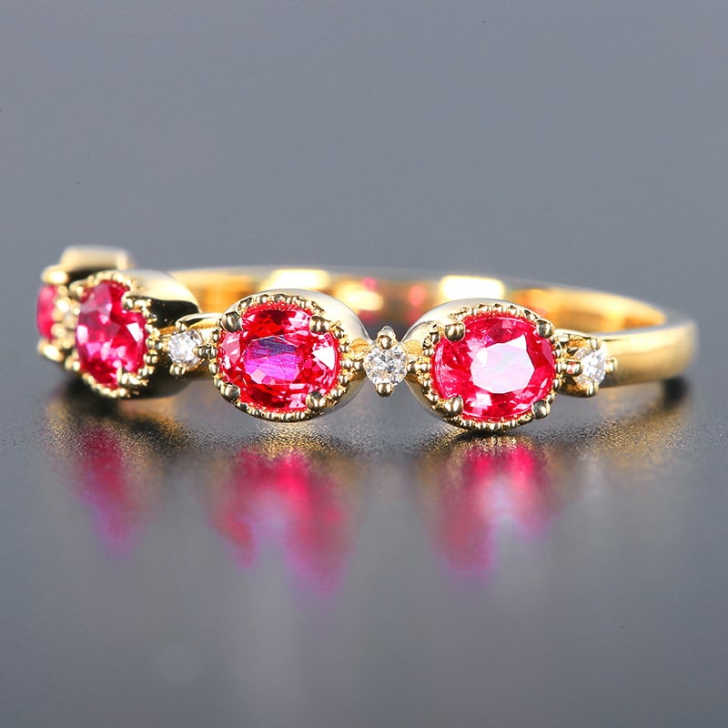 14k Gold 1.17 Ctw Natural Ruby & Diamond Ring - 7