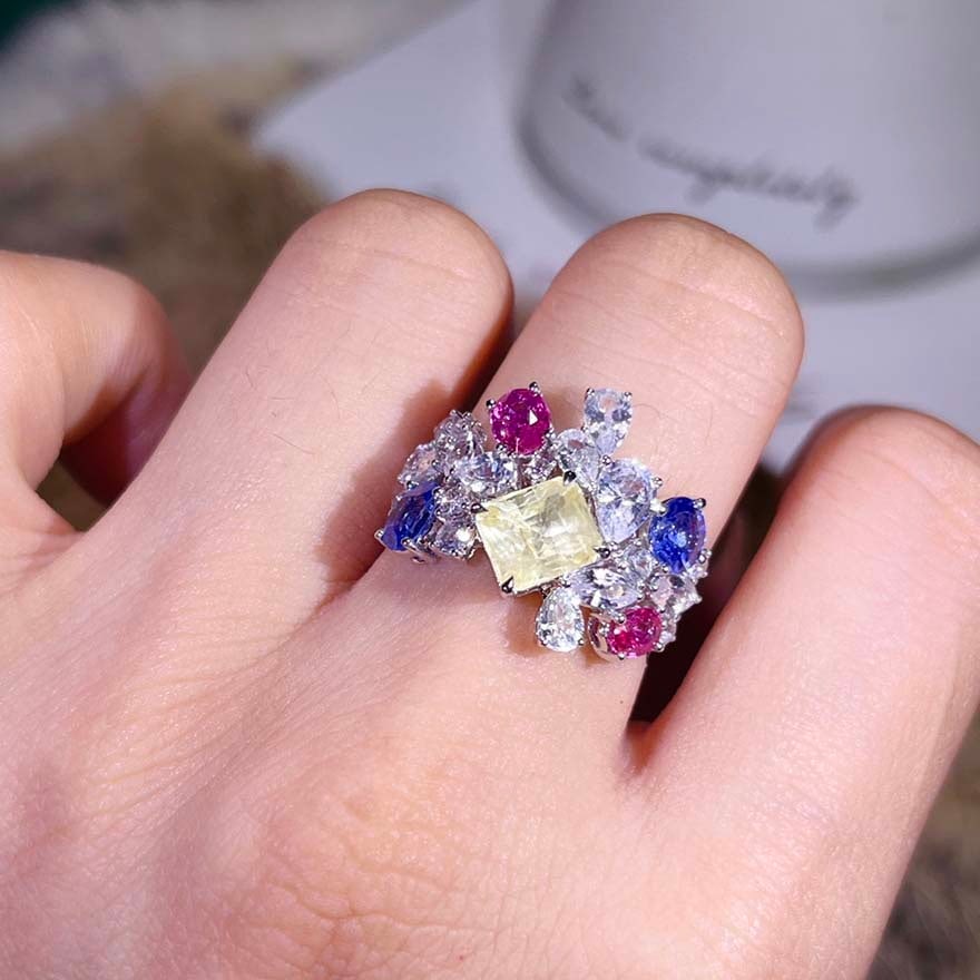 14k Gold 6.07 Ctw Natural Sapphire & Sapphire Ring - 2