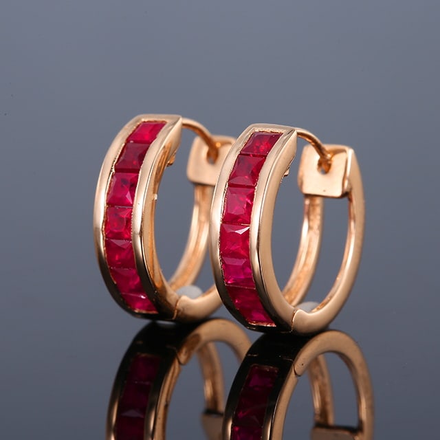 14k Gold 1.2 Ct Natural Ruby Earrings - 6