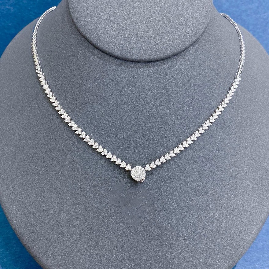 14k Gold 2.1 Ct Natural H Diamond Necklace: Ref:230939181 // gold content:14k gold // main gemstone:diamond // shape:round // carat weight:2. 1ct // clarity grade:vs-si // color:h // treatment:natural // cut grade:g // Condition: NewLow