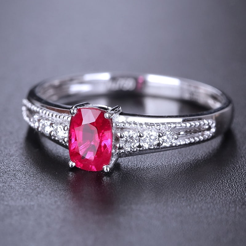 14k Gold 0.72 Ctw Natural Ruby & Diamond Ring - 3