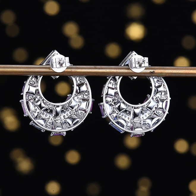 14k Gold 8.93 Ctw Natural Sapphire & Diamond Earrings - 5