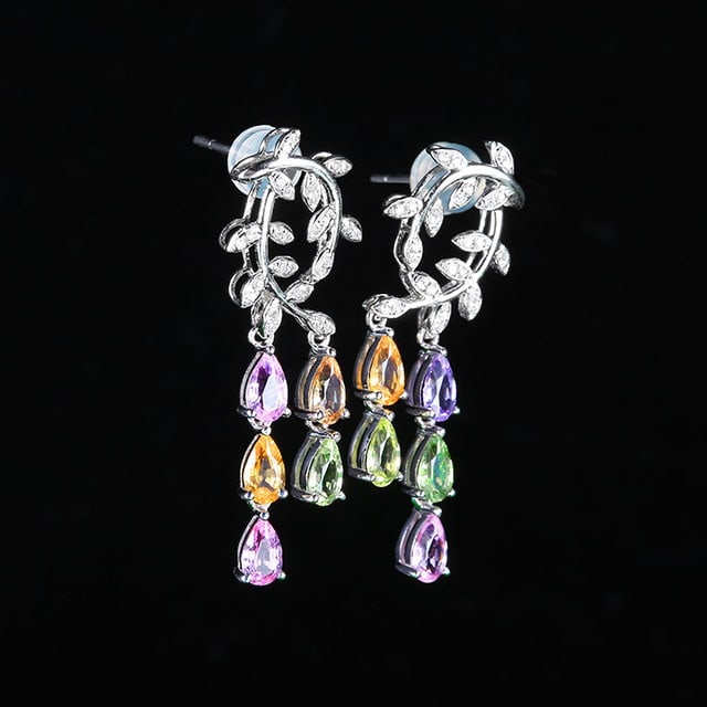 14k Gold 2.62 Ctw Natural Sapphire & Diamond Earrings - 7