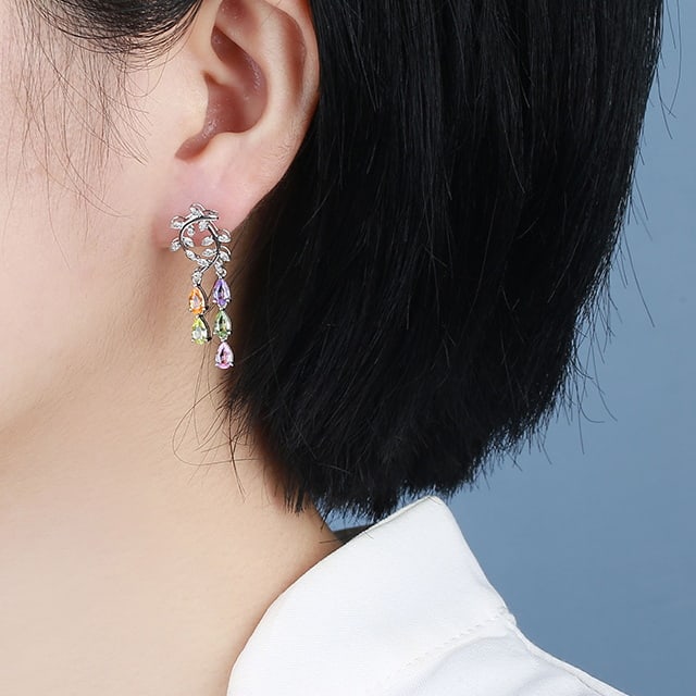 14k Gold 2.62 Ctw Natural Sapphire & Diamond Earrings - 8