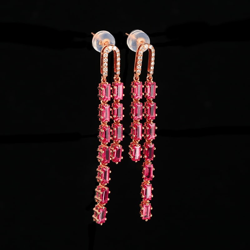 14k Gold 2.86 Ctw Natural Ruby & Diamond Earrings - 5