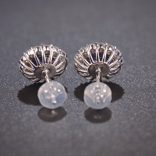 14k Gold 2.66 Ctw Natural Sapphire & Diamond Earrings - 2