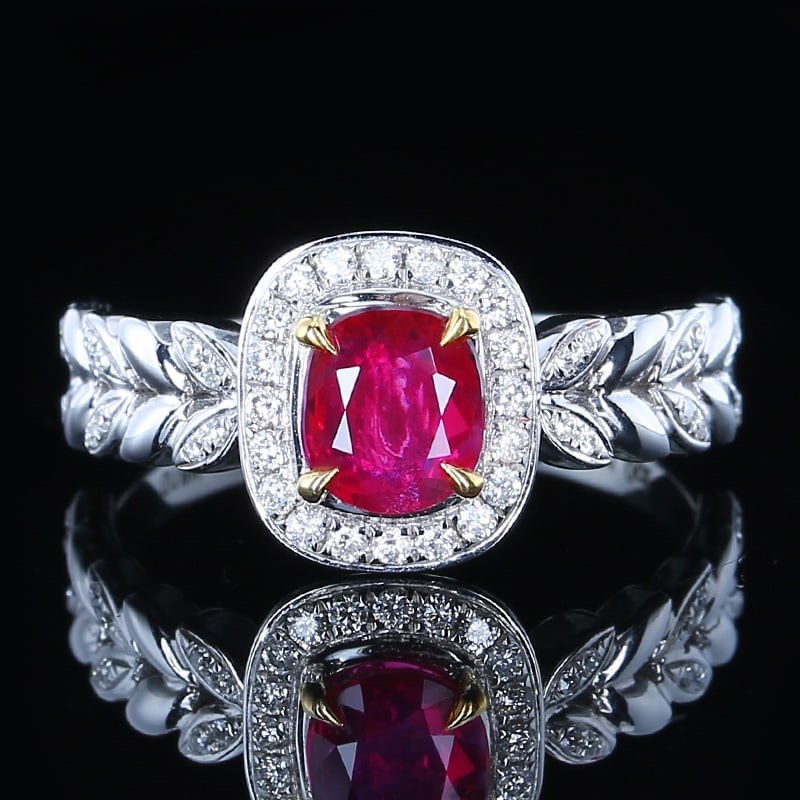 14k Gold 1.2 Ctw Natural Ruby & Diamond Ring: Ref:230939207 // gold content:14k gold // ring size:7. 25us // // main gemstone:ruby // shape:cushion // carat weight:1ct // color:red // treatment:natural // // adjacent gemstone 2 : diamond // numbe