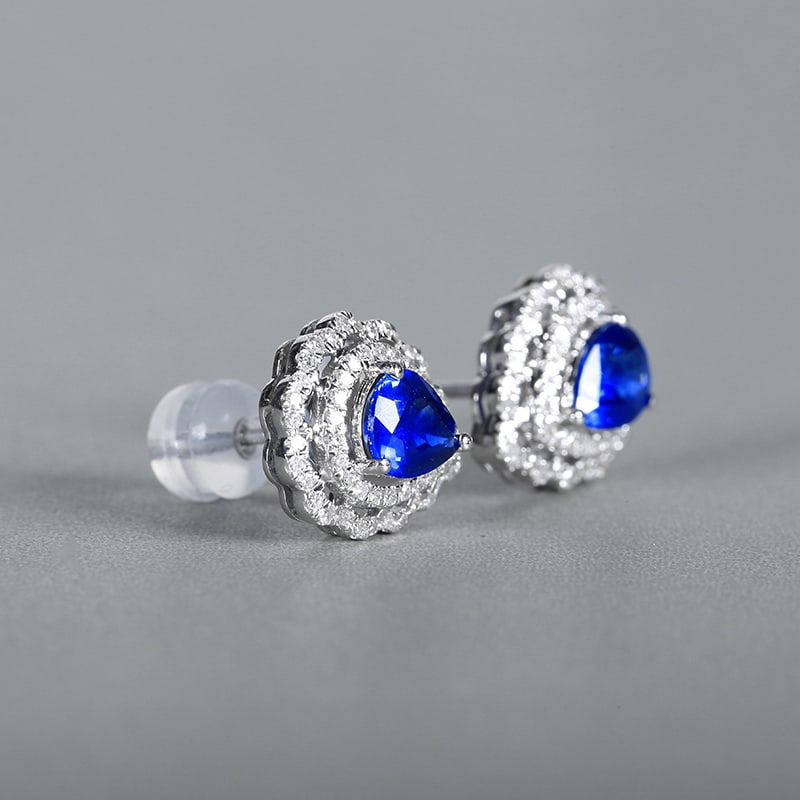 14k Gold 1.69 Ctw Natural Sapphire & Diamond Earrings - 3
