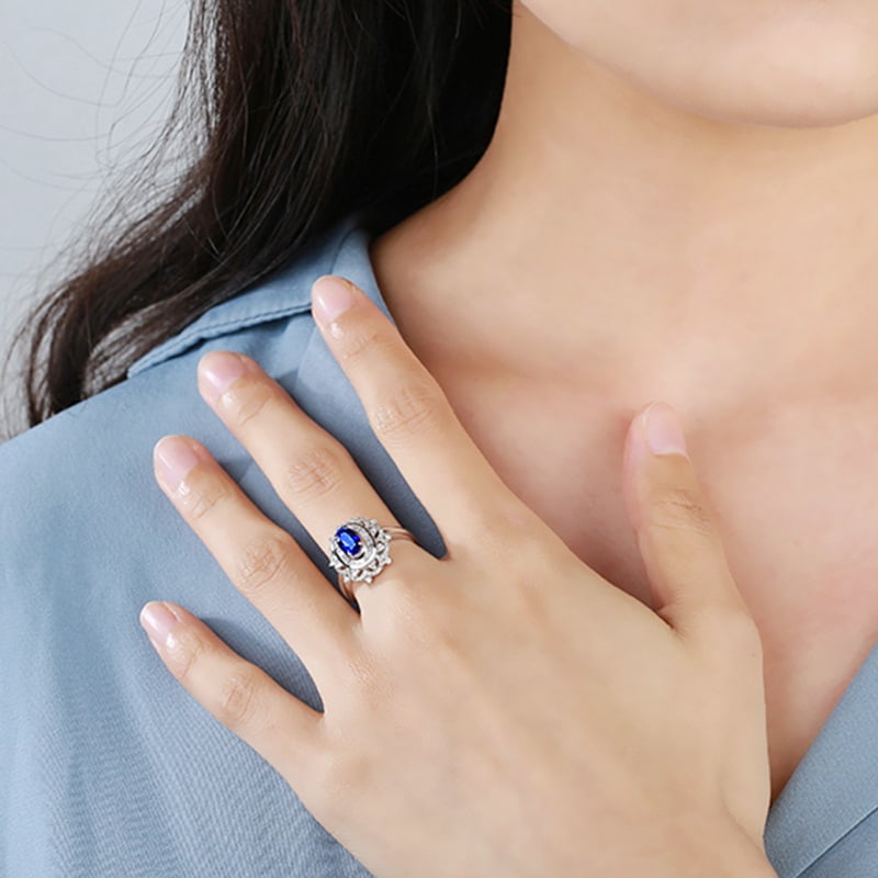 14k Gold 1.72 Ctw Natural Sapphire & Diamond Ring - 2