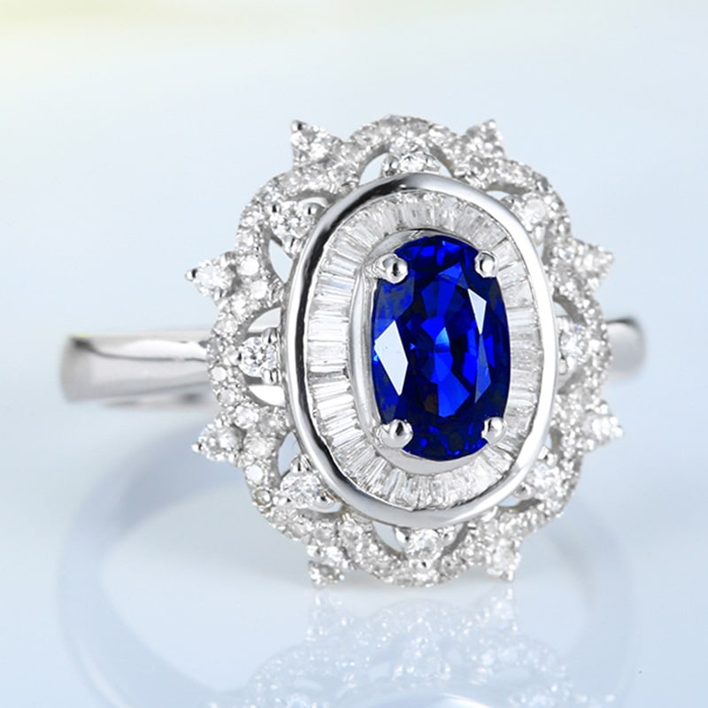 14k Gold 1.72 Ctw Natural Sapphire & Diamond Ring - 4