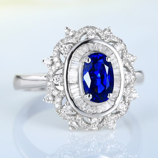 14k Gold 1.72 Ctw Natural Sapphire & Diamond Ring - 6