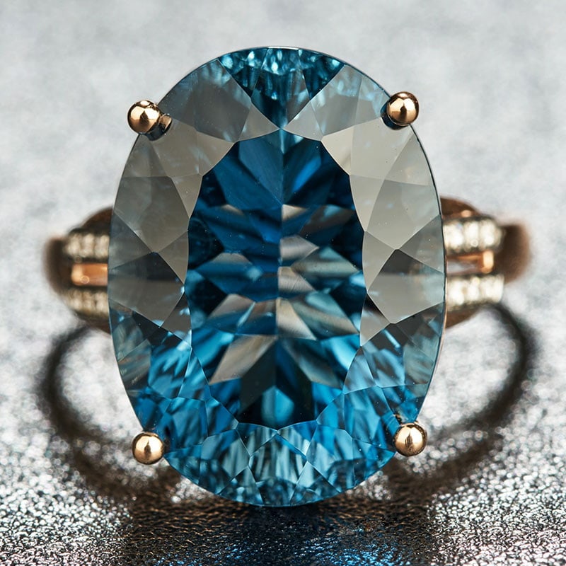 14k Gold 16.52 Ct Natural Topaz & Diamond Ring (1 of 9)