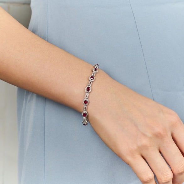 14k Gold 2.45 Ctw Natural Ruby & Diamond Bracelet - 4