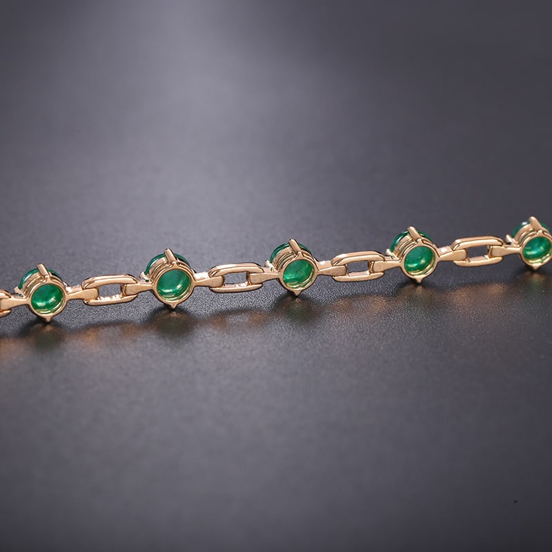 14k Gold 3.35 Ctw Natural Emerald & Diamond Bracelet - 5