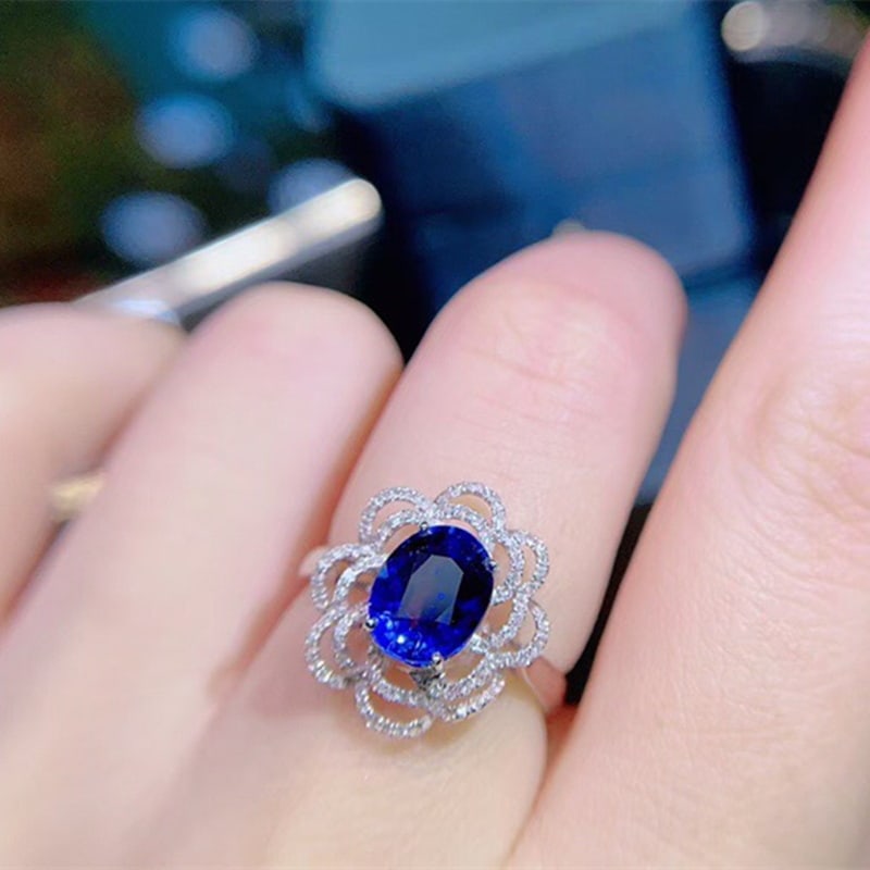 14k Gold 2.18 Ct Natural Sapphire & Diamond Ring - 2