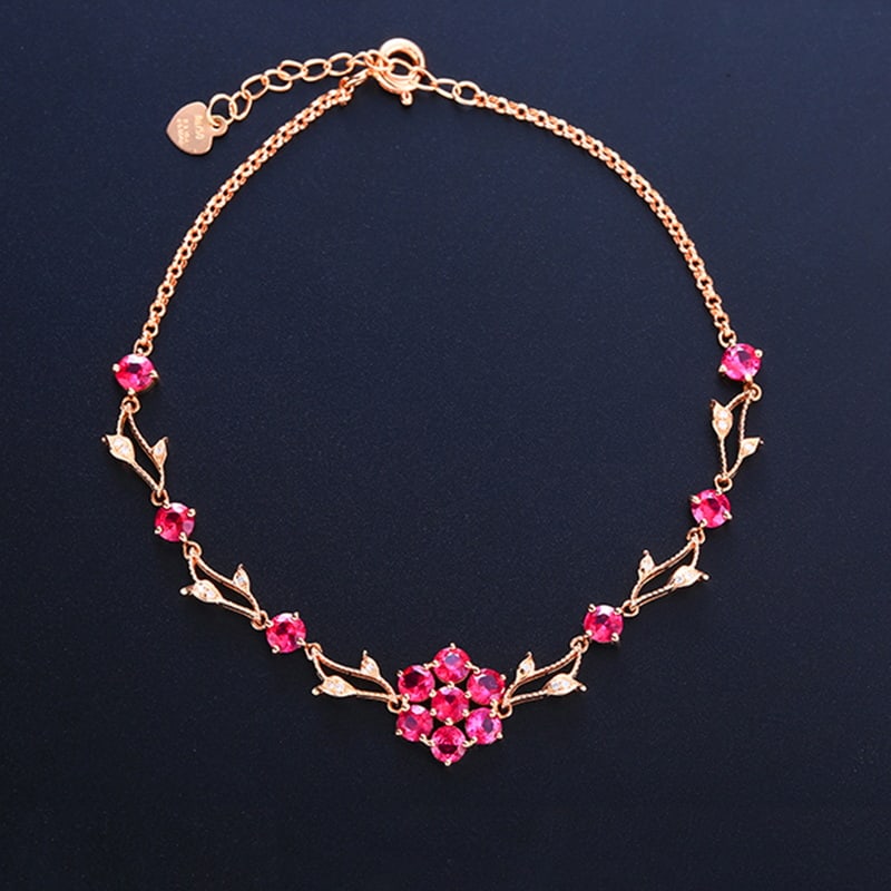 14k Gold 2.21 Ctw Natural Ruby & Diamond Bracelet: Ref:230939222 // gold content:14k gold // main gemstone:ruby // shape:round // carat weight:2. 16ct // color:red // treatment:natural // cut grade:g // // adjacent gemstone 2 : diamond // number of st