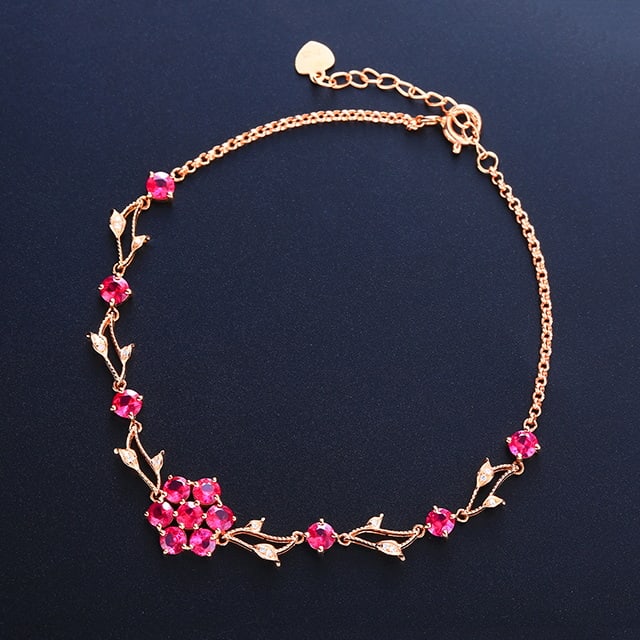 14k Gold 2.21 Ctw Natural Ruby & Diamond Bracelet - 3