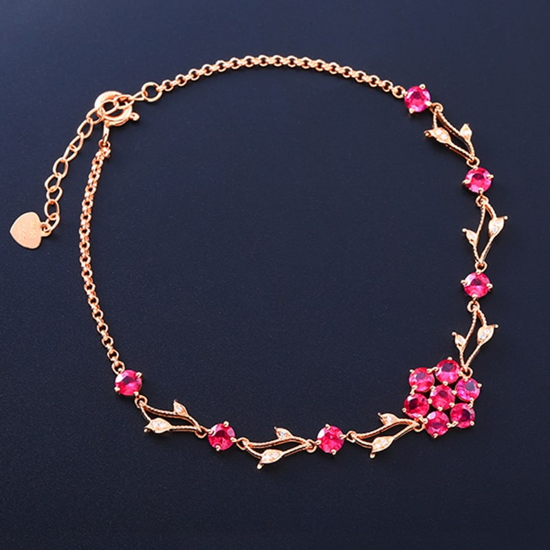 14k Gold 2.21 Ctw Natural Ruby & Diamond Bracelet - 4