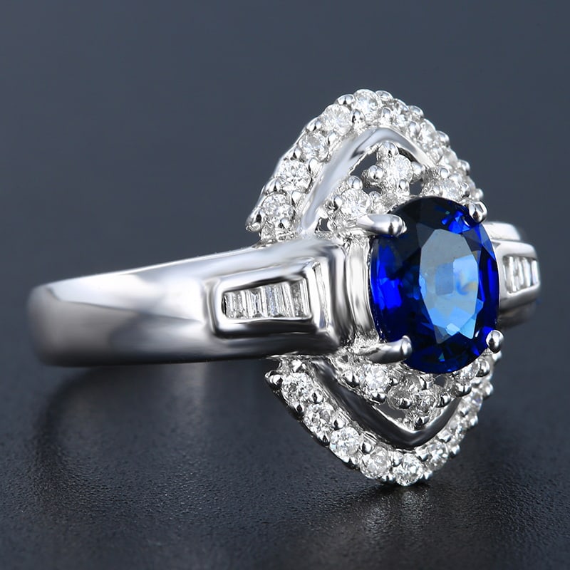 14k Gold 1.45 Ctw Natural Sapphire & Diamond Ring - 3