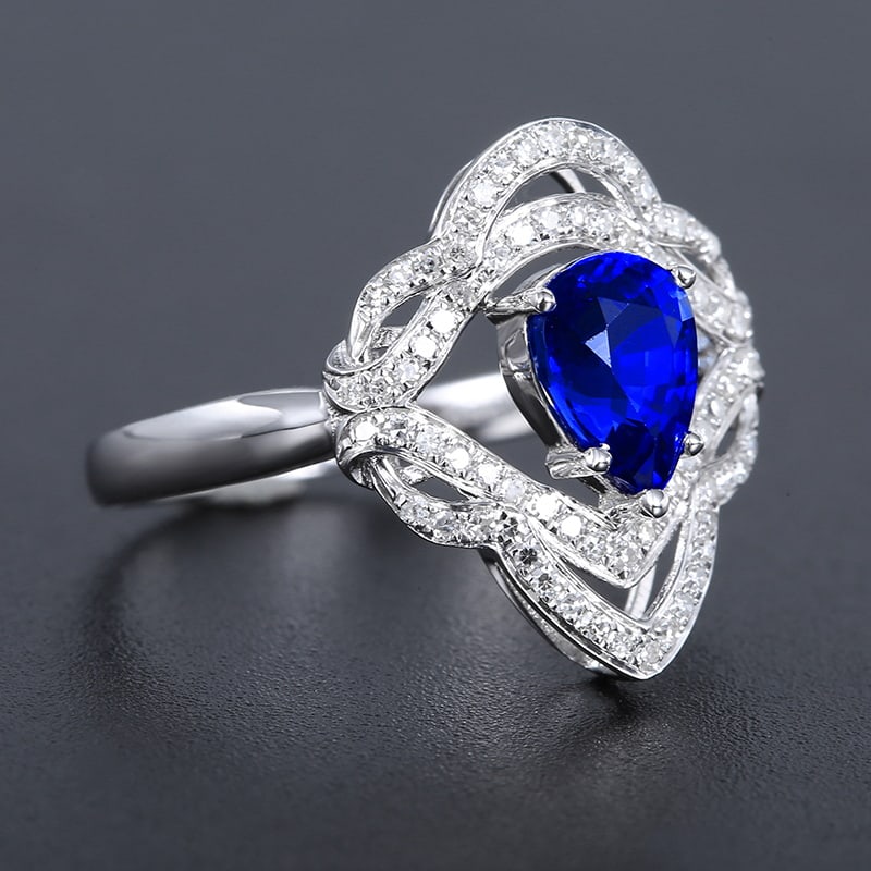 14k Gold 1.56 Ctw Natural Sapphire & Diamond Ring - 4