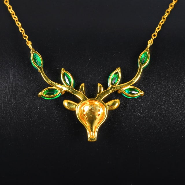 14k Gold 0.91 Ctw Vivid Green Natural Tsavorite & Ruby Necklace - 2