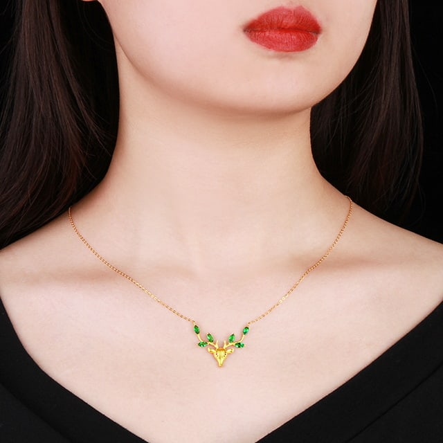 14k Gold 0.91 Ctw Vivid Green Natural Tsavorite & Ruby Necklace - 4