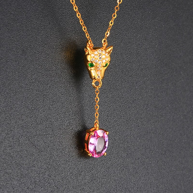 14k Gold 1.01 Ctw Natural Sapphire & Diamond Necklace - 2