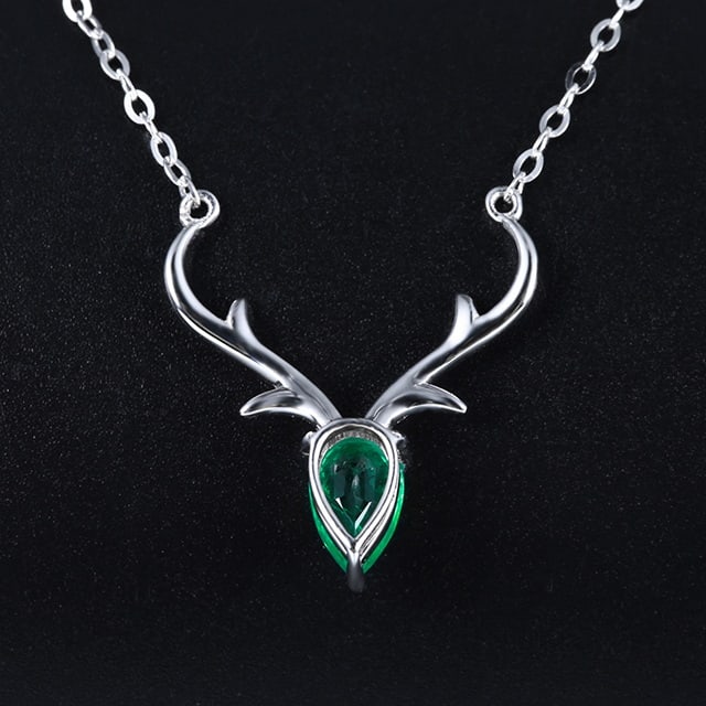 14k Gold 0.42 Ctw Vivid Green Natural Emerald & Diamond Necklace - 2