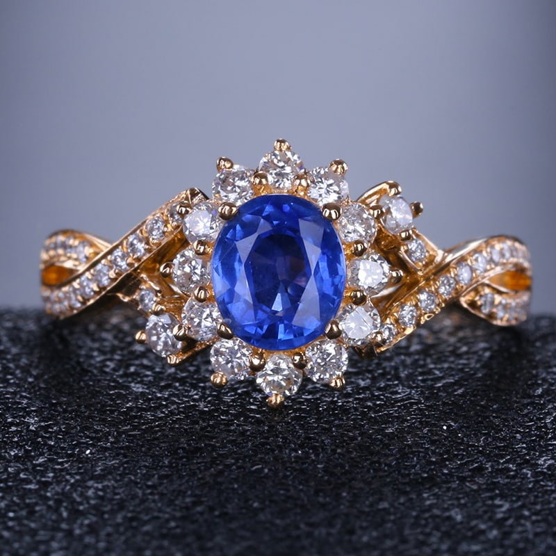 14k Gold 1.30 Ctw Natural Sapphire & Diamond Ring (1 of 5)
