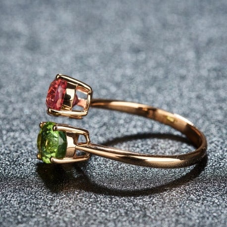 14k Gold 3.2 Ct Natural Tourmaline & Toi Et Moi Ring - 4