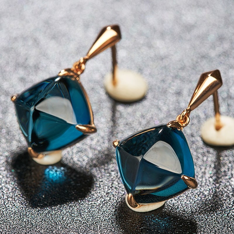 14k Gold 10.5 Ct Natural Topaz Earrings - 2